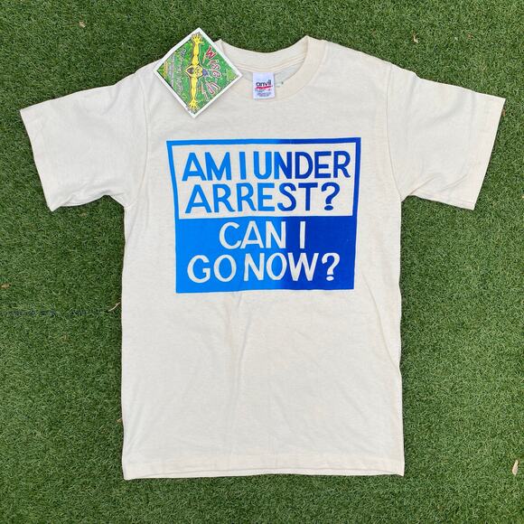 1990's Am I Under Arrest Single Stitched Vintage Tee T-Shirt - Picture 1 of 5